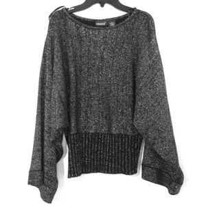 NWOT Sparkling black bat wing sleeve sweater.